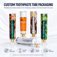 Tube de dentifrice neutre sans logo en aluminium-plastique avec bouchon à vis, impression UV, emballage personnalisé