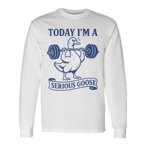 Hoy soy un pato serio, camiseta de manga larga unisex con cuello redondo para gimnasio, fitness y levantamiento de pesas - Product Image 1