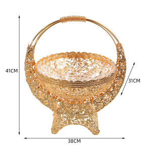 Assiette de fruits creuse en or de luxe léger européen Snack créatif Corbeille de fruits secs à main - Product Image 5