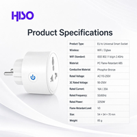 Prise intelligente universelle Tuya WiFi Zigbee EU 16A 3250W V0 ignifuge avec protection contre la foudre, compatible Alexa Google Home