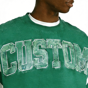 T-shirt da uomo <span class=keywords><strong>nera</strong></span> con design personalizzato, lavaggio effetto sporco, streetwear, girocollo a costine, vestibilità oversize e squadrata, in tessuto pesante - Product Image 5