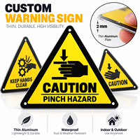 Panneaux de signalisation triangulaires en aluminium personnalisés pour la sécurité des mains, résistants à l'eau et à la rouille, équipement industriel, plaque d'avertissement avec logo
