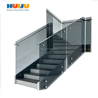 HJ individueller rahmenloser gehärteter laminierter zaun handlauf mattiertes quadratisches Glas Standbefestigung Glas Treppen Geländer-System