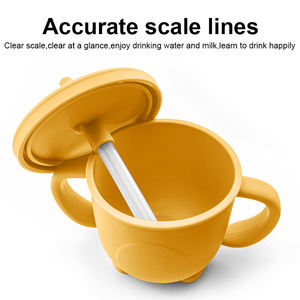 Vasos de Silicona de Grado Alimenticio Personalizados para Bebés con Asas, Libres de BPA, Antiderrames, Vaso de Entrenamiento para Niños con Tapas y Pajita - Product Image 4