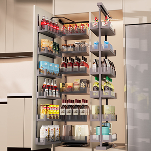 HNOSS Kitchen <strong>Pantry</strong> Unit Organizer Storage Basket <strong>Cabinet</strong> Kitchen Accessory Linkage Sliding Glass <strong>Pantry</strong> Unit - Product Image 3