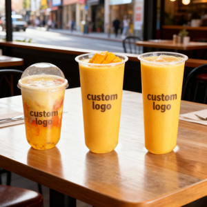 12/16/18/20/24oz Disposable U-shaped Boba Tea Milkshake <b>Cups</b> Clear Bubble Tea Pet Recyclable Coffee <b>Plastic</b> <b>Cup</b> with Lids - Product Image 1