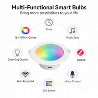 Plafonnier LED intelligent 4 pouces RGBCW 900LM Tuya Zigbee pour Alexa Google, contrôle par application, intensité variable, pour la maison