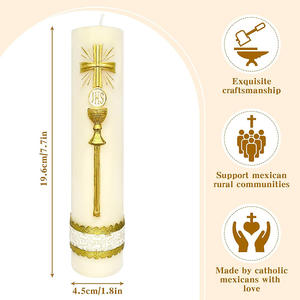 Velas Cilíndricas Religiosas Católicas de Oración para Iglesia, Devocional, Santo Bendito, Regalo Mexicano, Bautizo, Cruz de Jesús, Veladora para Católicos - Product Image 4