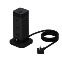 Tour multiprise prise plate avec 12 prises 4 tours d'extension de protection contre les surtensions USB rallonge durable avec plusieurs prises