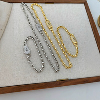 Bracelets et Colliers Vintage Euro-Américains pour Hommes et Femmes avec Maillons Grains de Café et Nez de Cochon, Fermoir en Zircon Cubique 18K