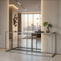 Table console en acier inoxydable de style minimaliste italien, cadre métallique, mobilier de luxe pour villa, hôtel, entrée, couloir