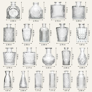 Factory Direct Wholesale Glass Vase <strong>Mini</strong> Bud French <strong>Vintage</strong> Embossed Flower Home Decor Crystal Glass Vase Set - Product Image 6