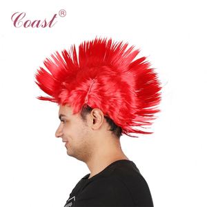 Exagerado estilo Punk Cockscomb peluca tocado sintético resistente al calor rojo Mohawk peluca fiesta Cosplay tocado - Product Image 2