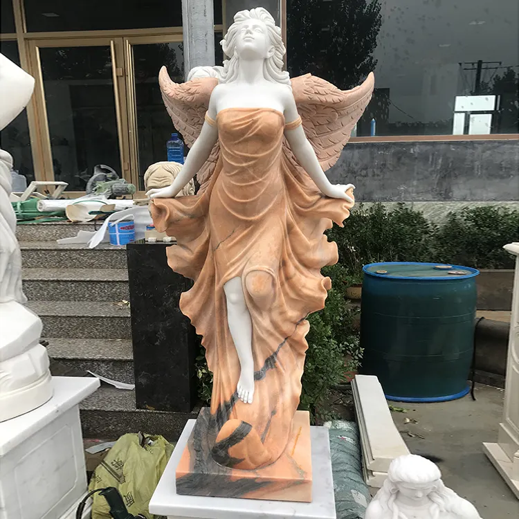 Professionele Supply Marmer Carving Angel Standbeelden Voor De Home