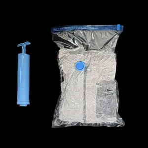 Économiseur d'espace grand sac transparent réutilisable en plastique épais à fermeture sous vide sacs de rangement peu encombrants pour vêtements voyage avec pompe