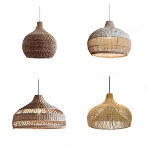 Rattan Chandelier Round Pendant <b>Light</b> Led Living Room <b>Dining</b> Room Modern Chinese Style Wabi Sabi Design - Product Image 2