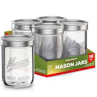 Bocaux Mason à large bouche avec couvercles hermétiques, 32 oz, paquet de 12 bocaux en verre pour la fermentation, le décapage, la préparation des repas, l'avoine pendant la nuit