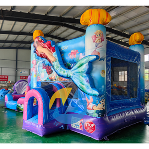 Combo Toboggan Aquatique et Château Gonflable Thème Sirène pour Anniversaire, Toboggan Aquatique Extérieur Gonflable pour Fille, Château Gonflable à Vendre - Product Image 4