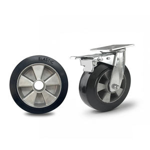 Roulettes industrielles pivotantes robustes en aluminium avec bande de roulement en caoutchouc élastique et support plaqué - Product Image 1