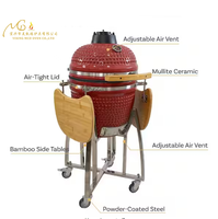 MCD Grilles de barbecue de 18 pouces Hauteur réglable Kamado Grilles de barbecue en argile de charbon de bois en céramique Charbon de bois intégré