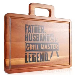Tabla de cortar de madera para cocina, tabla de cortar de doble cara con asa, para carne, pizza y platos de cena - Product Image 1