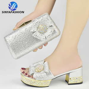 All'ingrosso Italiano Estate & Autunno Italiano Scarpe e Borsa di colore giallo per la sposa abbinamento matrimonio scarpe da sposa e borsa - Product Image 5