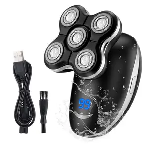 Su geçirmez USB şarj erkekler sakal jilet 5D şarj edilebilir elektrikli tıraş makinesi