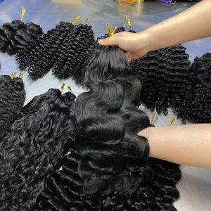 Nueva <span class=keywords><strong>Punta</strong></span> de plumas, extensión de cabello humano de ganchillo, onda profunda, cabello humano preformado, trenzas bohemias torcidas, pelo de ganchillo de pluma Invisible - Product Image 4