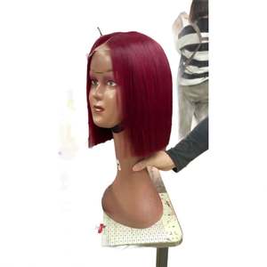 13x4 Front 99 j Burgundy Human Hair Wig <strong>Meche</strong> Vietnamienne ultra Double Drawn Vietnam 250 Density bob Wick Wig Buy Now - Product Image 1
