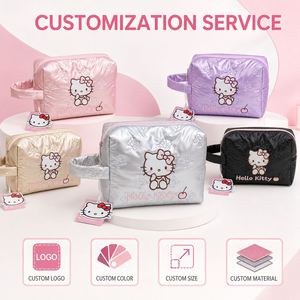 Custom Logo Silver Quilted Cosmetic <b>Bag</b> for Women <b>Large</b> Capacity Portable Travel <b>Makeup</b> Toiletry Organizer Pouch - Product Image 4