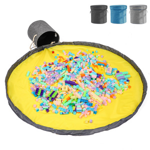 Large Toy Storage Bag and Play Mat portable slideaway basket kids toy storage bags