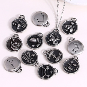 Collana di 12 <span class=keywords><strong>segni</strong></span> <span class=keywords><strong>zodiacali</strong></span> in acciaio inox ciondolo elegante ciondolo di moda gioielli regalo catene lunghe collane all'ingrosso - Product Image 1