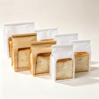 Sac à pain en papier kraft personnalisé avec logo, étiquette privée, fenêtre, résistant à la graisse, fermeture à enroulement, emballage de boulangerie, étui OEM