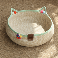 Maison pour chat en corde de coton tressée à la main, lavable, respirante, avec griffoir et jouet interactif pour une utilisation intérieure toute l'année