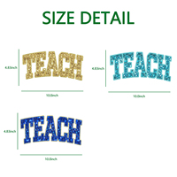 Patch thermocollant à sequins de 10 pouces, grand, doré, motif lettre 'Teach' style universitaire, pour vestes, sweat-shirts et vêtements, idéal pour la rentrée scolaire