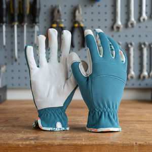 Gants de travail antidérapants en PU bleus et blancs avec poignets élastiques, gants de sécurité polyvalents à texture antidérapante, épaisseur 4 mil - Product Image 4