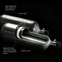 Bouteille de gaz vide en fibre de carbone ZX 2L 3L 6.8L 9L 300bar CE EN12245 pour plongée sous-marine SCBA PCP, réservoir industriel, vente en gros, OEM, personnalisable