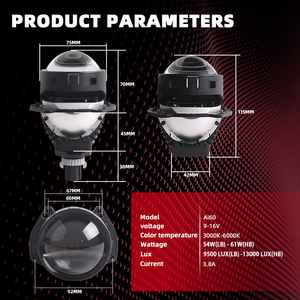 Sanvi Auto Bi <b>LED</b> <b>Projector</b> 60W 6000K 12V 13000 Lumens 3 Inch Lens Multi-Color APP Control All Vehicles New Arrival - Product Image 5