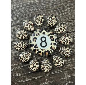 Ensemble de pierres précieuses rondes à motif guépard, 8 billes, avec doublet de perles, cabochon, pierres précieuses en vrac pour la fabrication de bijoux, artisanat artisanal, unique - Product Image 1