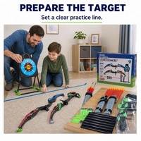 Ensemble de tir à l'arc pour enfants, kit d'arc et flèches avec 2 arcs, cible sur pied, étuis à flèches et flèches à ventouse pour les 5-7 ans, jeu en extérieur