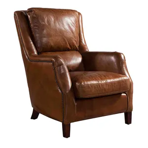 מפעל ישירות סיטונאי High-end יוקרה חום עור כיסאות סלון קלאסי עור טרקלין כיסא למכירה