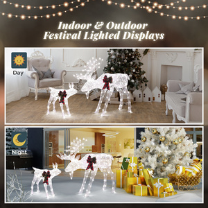 ไฟประดับตกแต่งคริสต์มาสสีขาวรูปตัวอักษร DB Moose Family ขนาด 4 ฟุต 200 หลอด LED สำหรับตกแต่งสวน ปรับแต่งได้ - Product Image 4