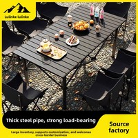 Table et chaises pliantes en acier carbone pour l'extérieur, table à manger portable Egg Roll, ensemble complet pour le camping, mobilier d'extérieur