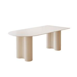 Juego de sillas de <span class=keywords><strong>mesa</strong></span> de comedor de isla <span class=keywords><strong>semicircular</strong></span> de lujo de estilo crema moderno para el hogar, Hotel, apartamento, restaurante, cafetería, diseño Simple - Product Image 6