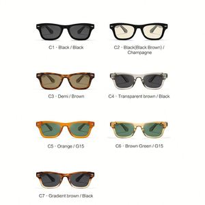Gafas de Sol Polarizadas con Marco TR90 de Moda Retro 2025 con Logotipo Personalizado, Gafas de Sol Cuadradas con Remaches UV400 para Hombre y Mujer - Product Image 6