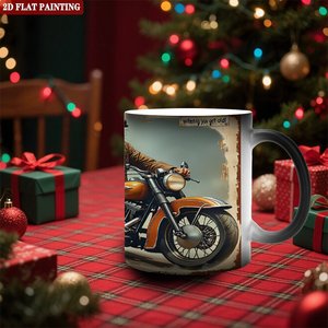 Mug en céramique givrée 11oz noir, tasse magique changeante de couleur avec motif moto - Product Image 2