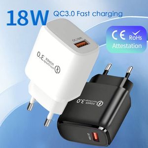 Wholesale QC3.0 18W Smart USB Wall Charger 5V 3A Travel <b>Adapter</b> US/EU/AU/UK <b>Plug</b> Phone Single Port Phone <b>Adapter</b> - Product Image 5