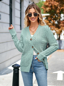 Nuovi Arrivi: <span class=keywords><strong>Cardigan</strong></span> Lungo Vintage in <span class=keywords><strong>Viscosa</strong></span> Anti-Pilling a Maglia Piatta con Maniche Lunghe, Bottoni Grandi e Tasche - Product Image 3