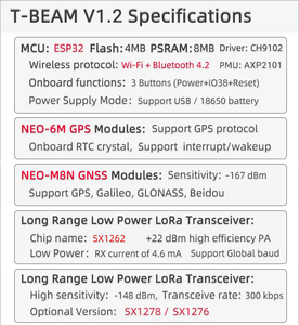 Carte de développement LILYGO TTGO T-Beam V1.2 ESP32+LoRa+<span class=keywords><strong>NEO</strong></span>-6M/<span class=keywords><strong>M8N</strong></span> GPS GNSS Wi-Fi/Bluetooth 4.2 avec alimentation par batterie 18650 - Product Image 6