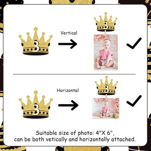 Striscione Fotografico Nero e Oro per il 1° Compleanno di Mr. ONEderful, Tema Gentiluomo, Espositore per Foto di 12 Mesi con Papillon e Cappelli a Cilindro - Product Image 3